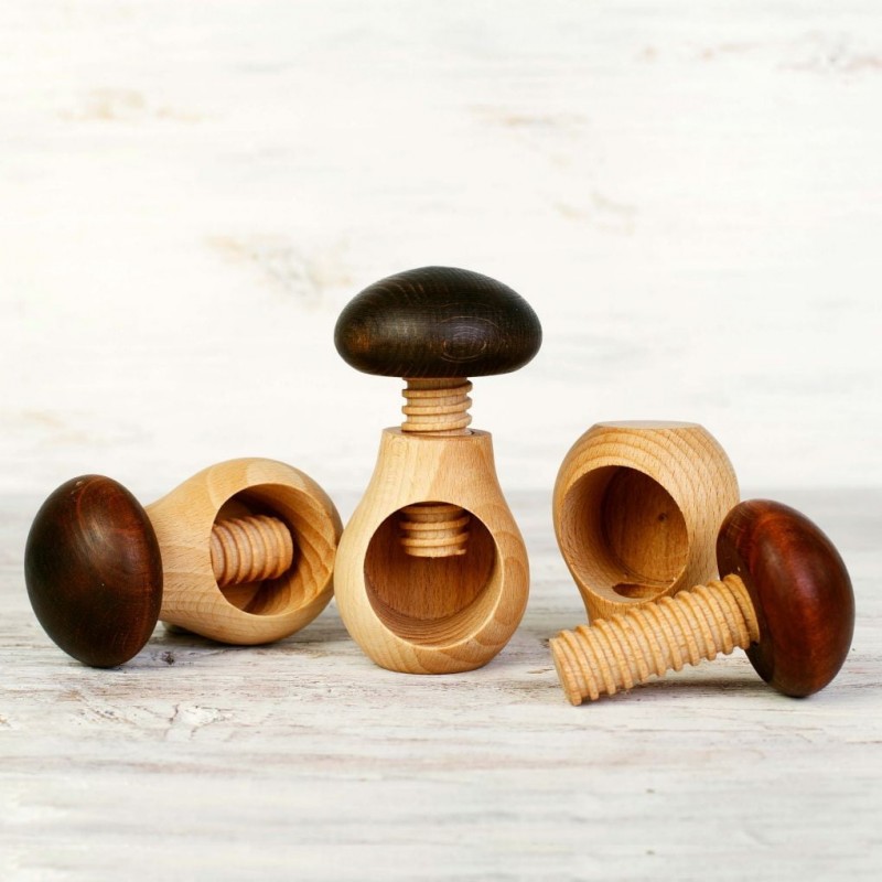 Wooden Mushroom with a screw 