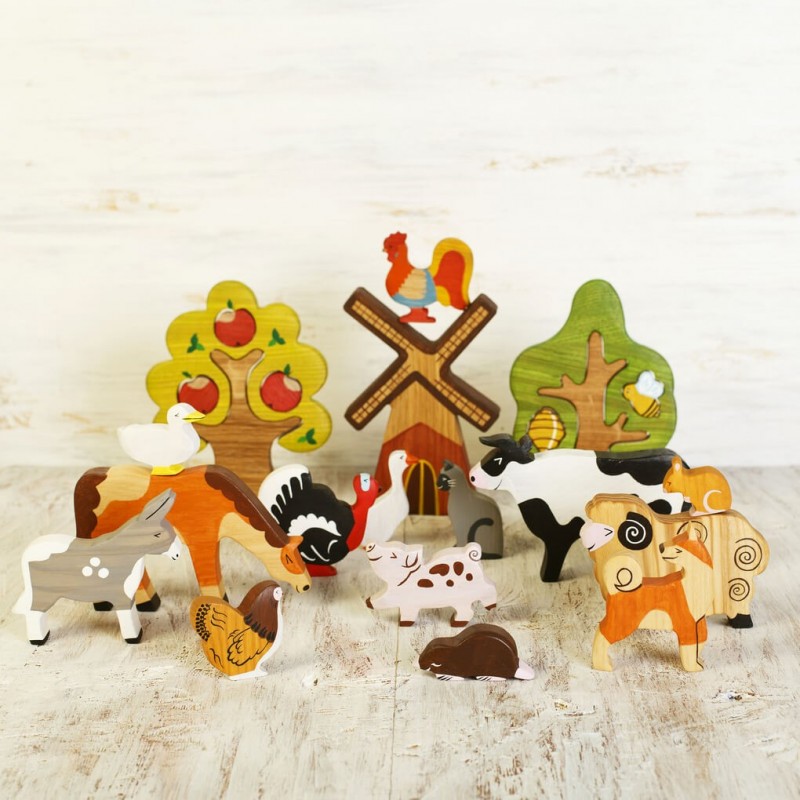 Farm Animals Toy Set - WoodenCaterpillar Toys