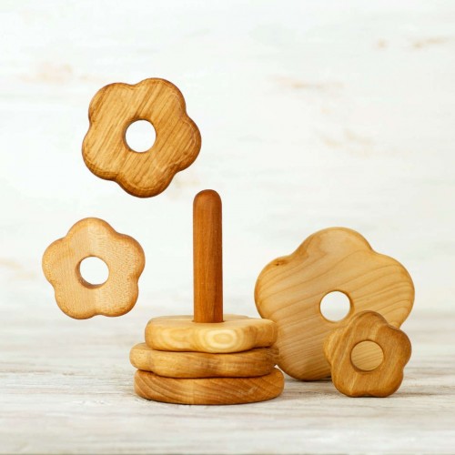 Wooden stacker toy flower shape
