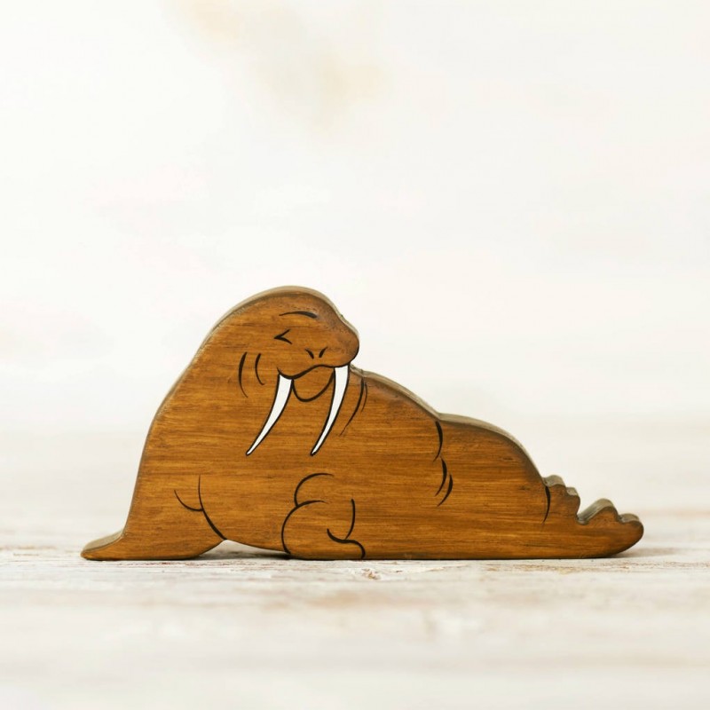 Wooden toy walrus figurine