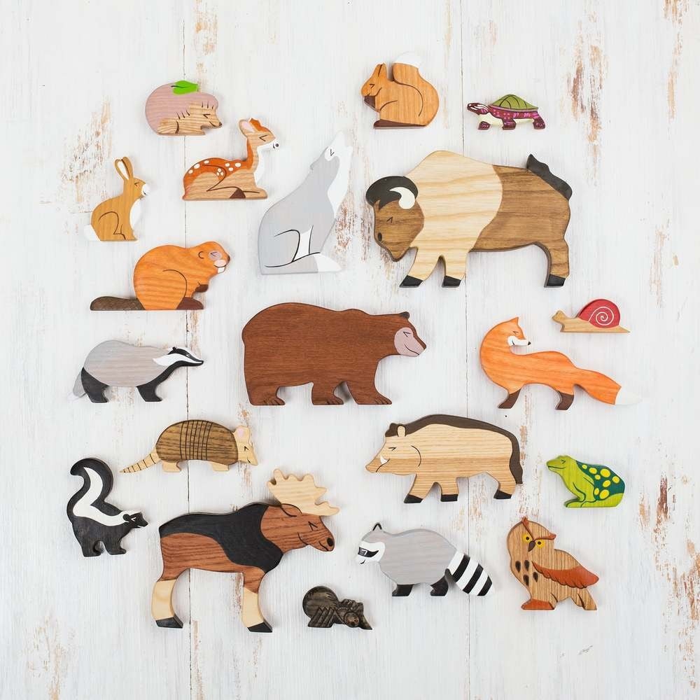 Wooden Forest Animals Toys Set (17 pcs) WoodenCaterpillar Toys