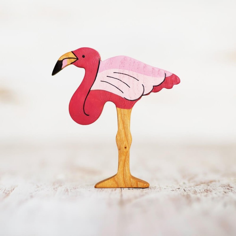 Wooden Toy Flamingo figurine