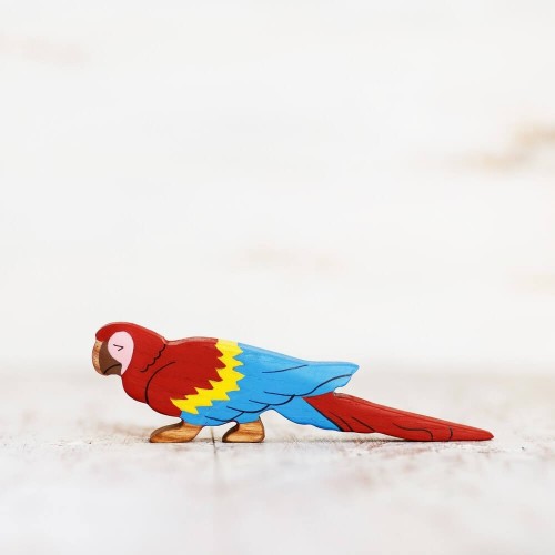 Wooden toy parrot figurine