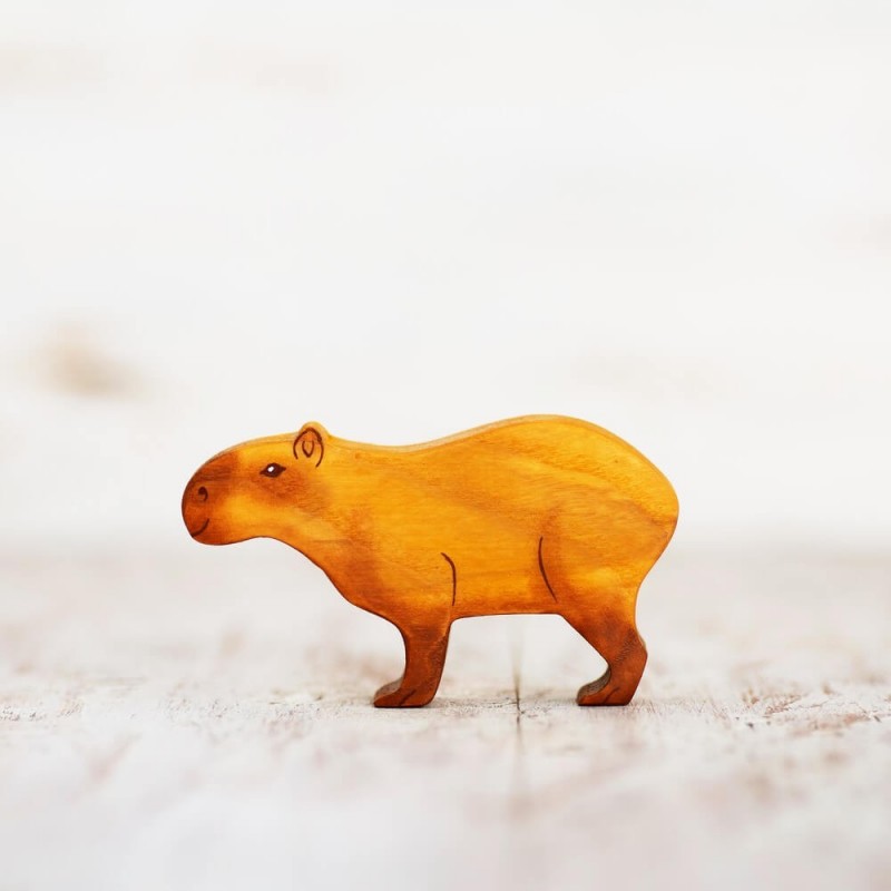 Wooden toy capybara figurine