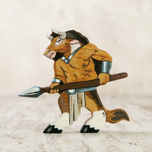 Wooden Minotaur figurine