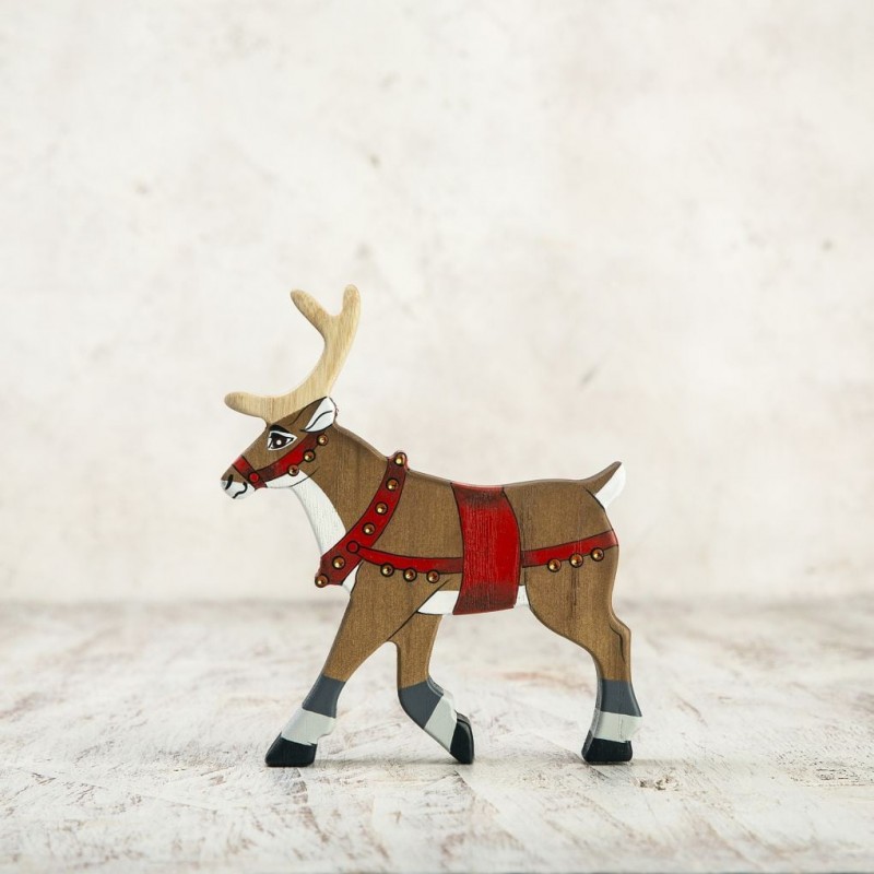 Wooden Christmas reindeer figurine
