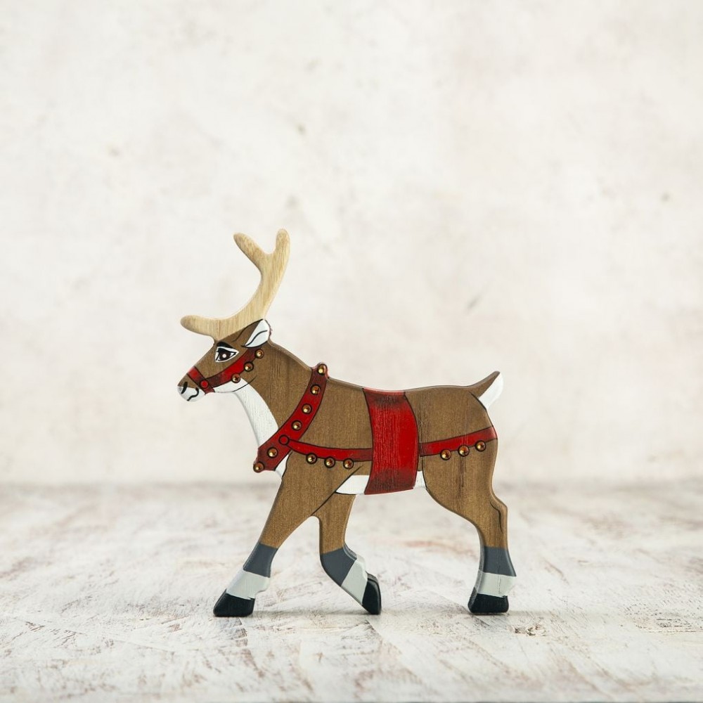 Wooden Christmas reindeer figurine - WoodenCaterpillar Toys