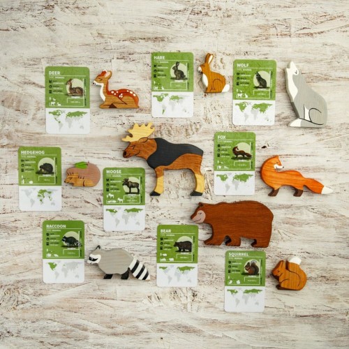 BIG SET Animal toys Forest animals (9pcs) + Trees (5pcs) + Cards (9pcs)