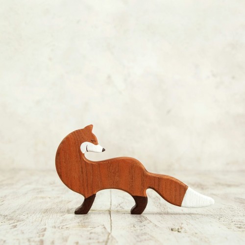 Wooden toy fox figurine