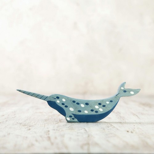 Wooden narwhal toy
