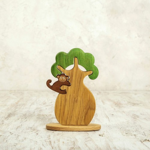 Wooden Tree With a Monkey
