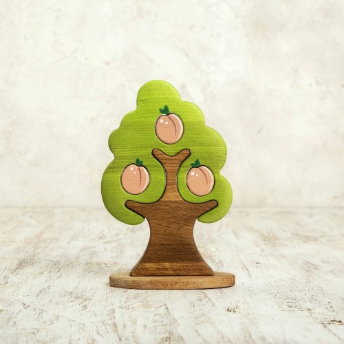 Waldorf wooden tree Peach puzzle
