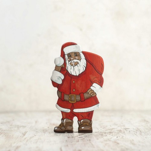 Wooden Santa Claus figurine Afro-American