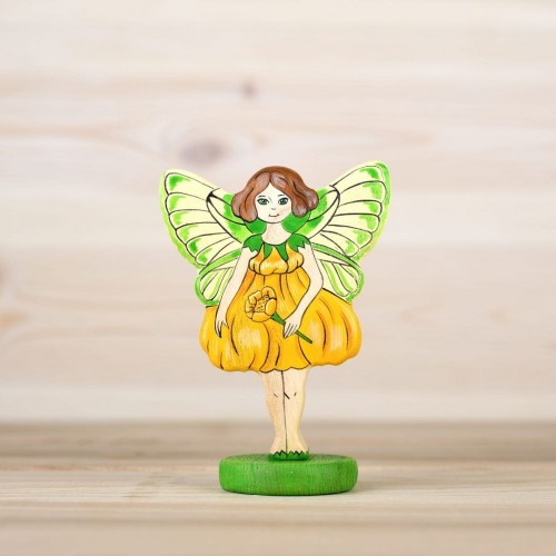 Wooden Yellow Fairy Figurine