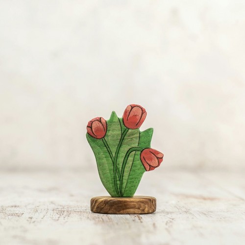Handmade Wooden Tulip Flower Toy