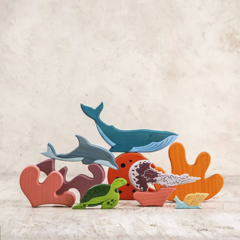 Kids Wooden Sea Puzzle - 25 Piece Ocean Life Educational Toy with ...