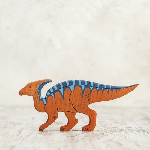 Handcrafted Wooden Parasaurolophus Toy, Unique Dinosaur Collectible for Children, Eco-Friendly Play Figure