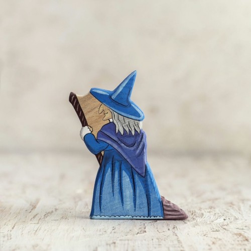Bewitching Wooden Old Witch Toy - Handcrafted Halloween & Folklore Decor