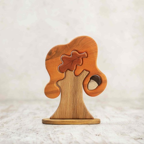 Wooden Fall Oak Tree Toy - Capture the Essence of Autumn with This Multi-Part, Eco-Friendly Playset Product